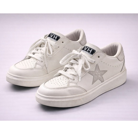 Vintage Havana Shoes - Vintage Havana White Sneakers with Silver Accents